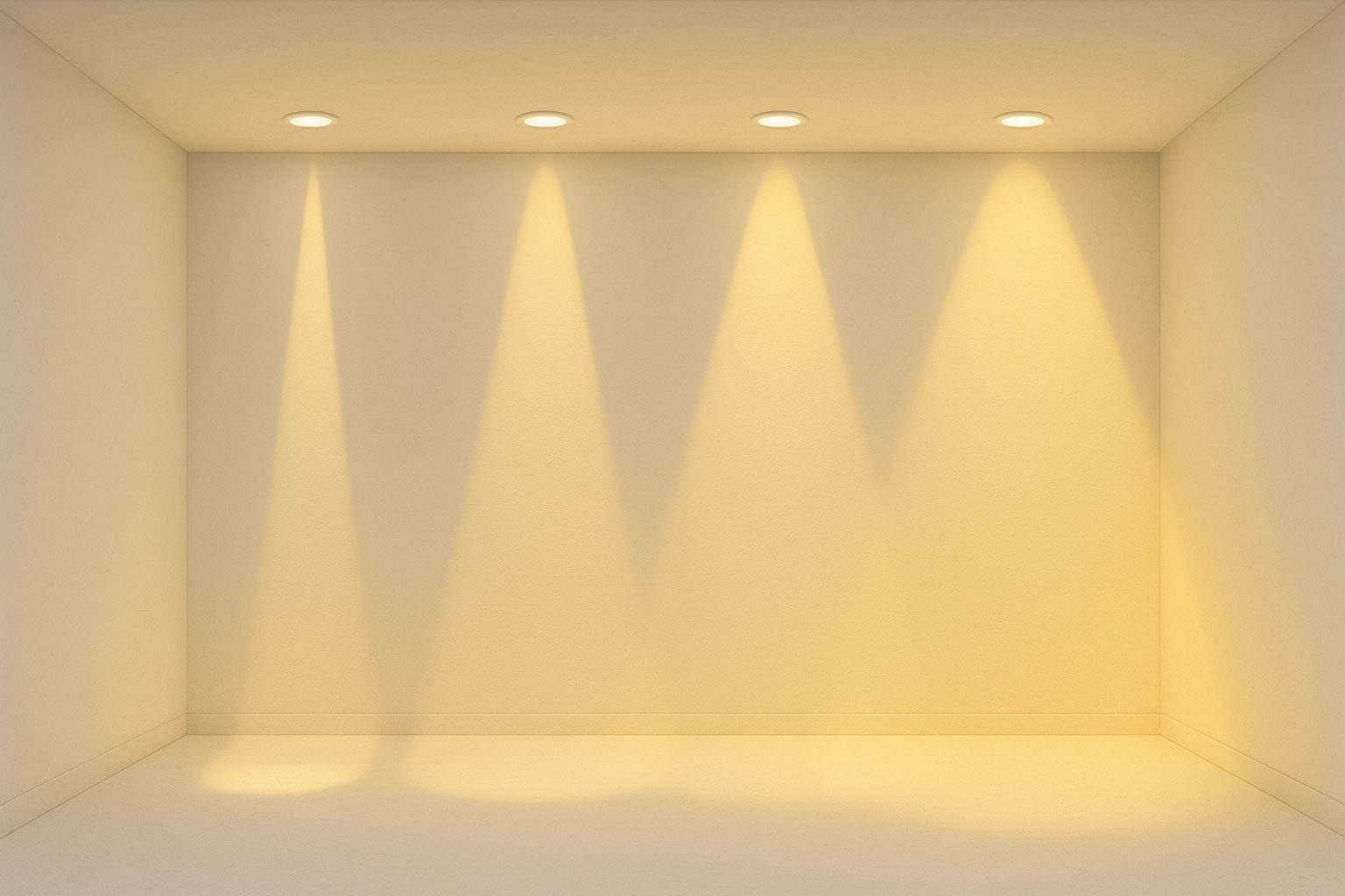 Four Lutron downlights showing 15 to 60 degree beam angle spreads